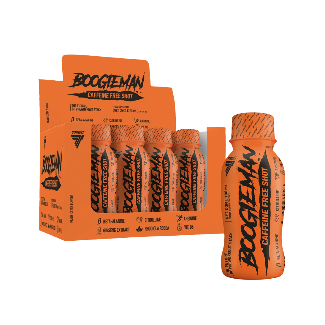 TREC® BOOGIEMAN Booster Shots CAFFEINE FREE 12 x100ml ICE TEA PEACH